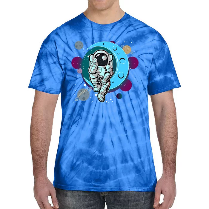 Mission To Moon Space Astronaut Graphic Great Gift Astronaut Cool Gift Tie-Dye T-Shirt