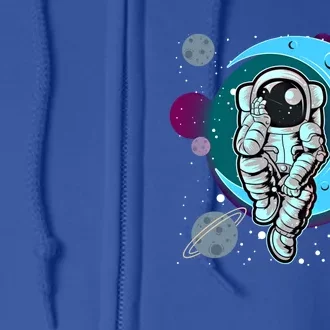 Mission To Moon Space Astronaut Graphic Great Gift Astronaut Cool Gift Full Zip Hoodie