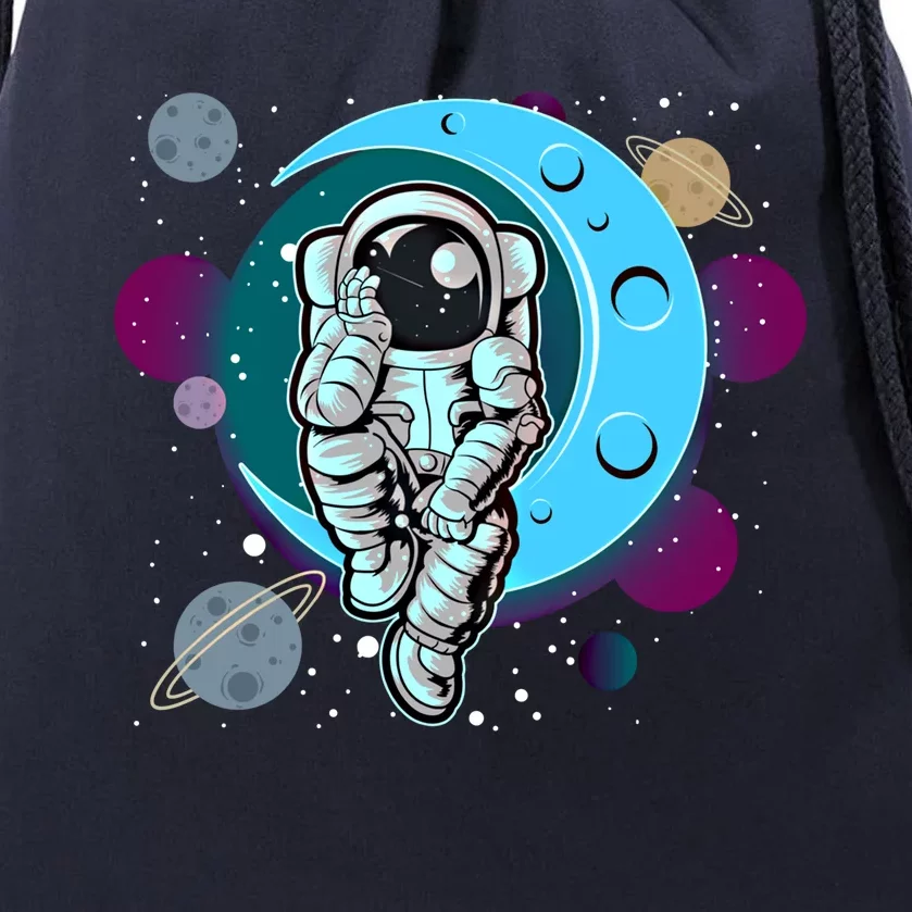 Mission To Moon Space Astronaut Graphic Great Gift Astronaut Cool Gift Drawstring Bag