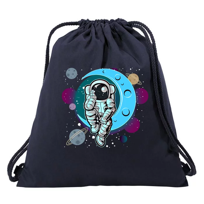 Mission To Moon Space Astronaut Graphic Great Gift Astronaut Cool Gift Drawstring Bag