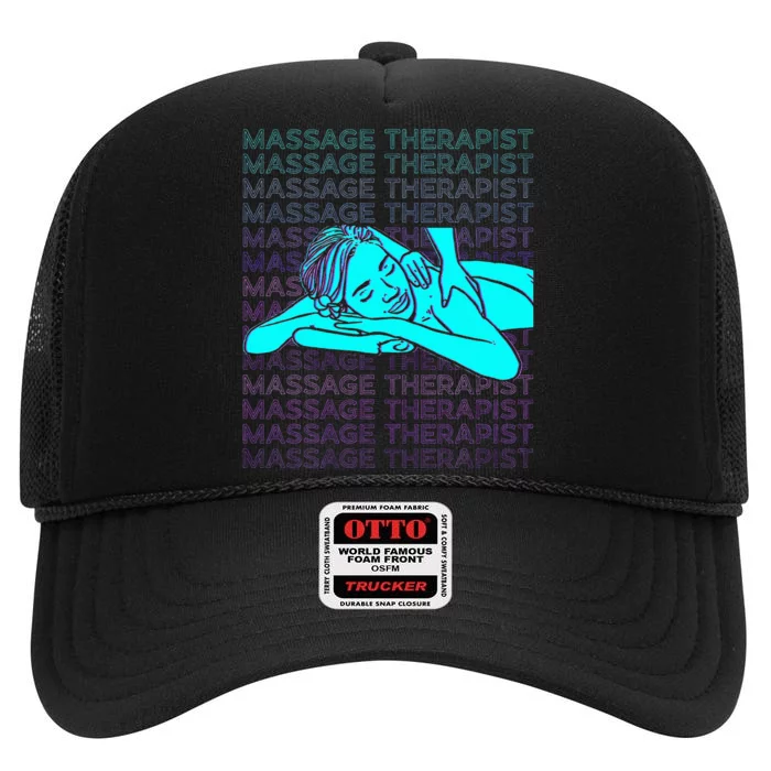 Massage Therapist Massage Therapy Masseuse Retro High Crown Mesh Trucker Hat