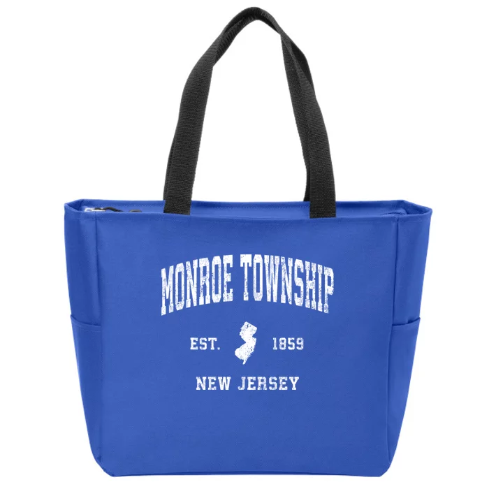 Monroe Township New Jersey Nj Vintage Established Athletic Black Sports Zip Tote Bag