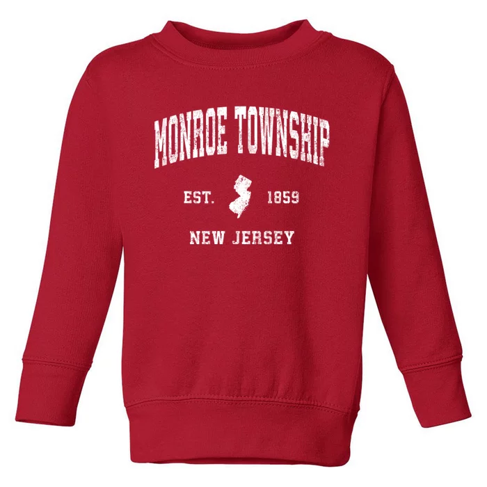 Monroe Township New Jersey Nj Vintage Established Athletic Black Sports Toddler Sweatshirt