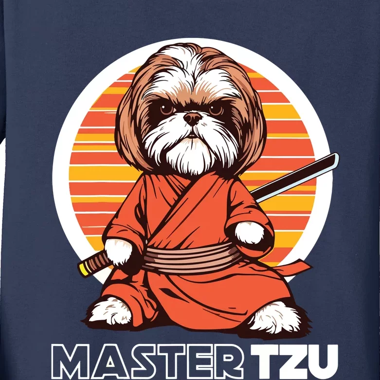 Master Tzu Ninja Shih Tzu Samurai Dog Anime Kids Long Sleeve Shirt