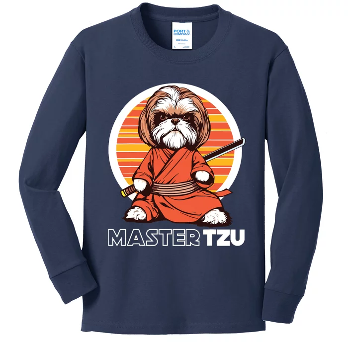 Master Tzu Ninja Shih Tzu Samurai Dog Anime Kids Long Sleeve Shirt