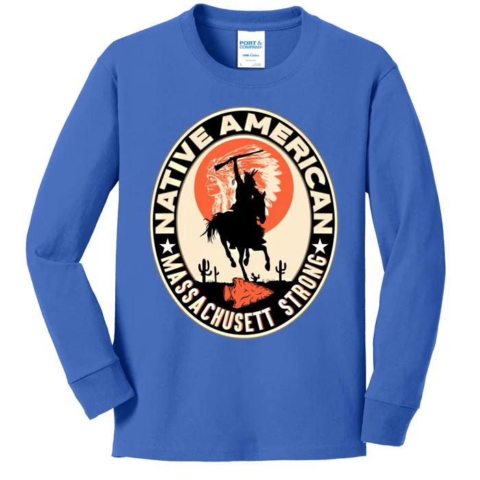 Massachusett Tribe Native American Indian Pride Art Deco Gift Kids Long Sleeve Shirt