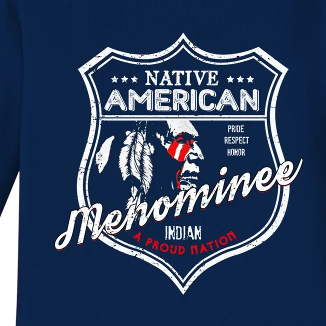 Menominee Tribe Native American Indian Strong Pride Badge Gift Baby Long Sleeve Bodysuit