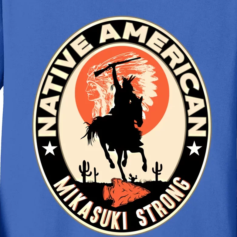 Mikasuki Tribe Native American Indian Pride Art Deco Funny Gift Kids Long Sleeve Shirt