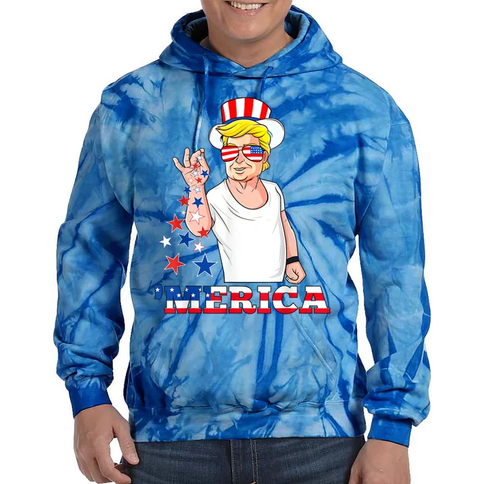 Merica Trump Outfits 4th Of July Funny Gift Tie Dye Hoodie