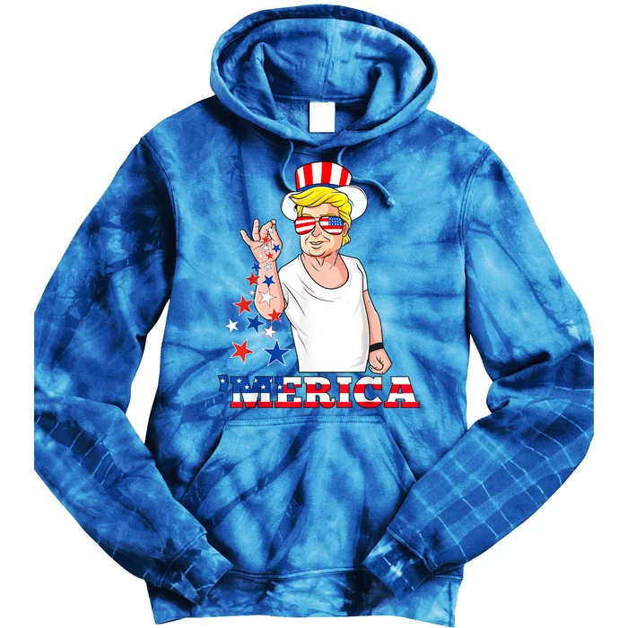 Merica Trump Outfits 4th Of July Funny Gift Tie Dye Hoodie