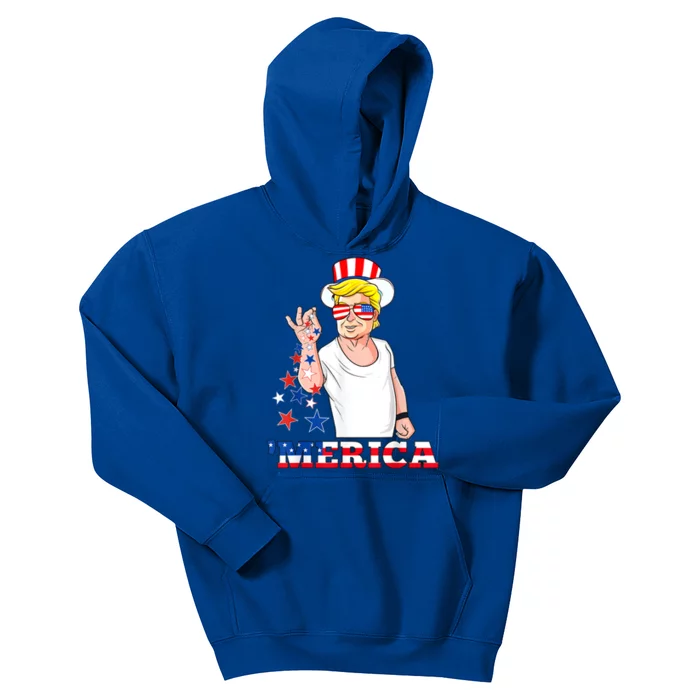 Merica Trump Outfits 4th Of July Funny Gift Kids Hoodie