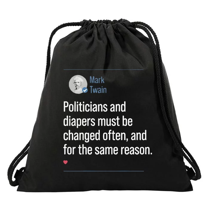 Mark Twain On Diapers And Politicians Drawstring Bag