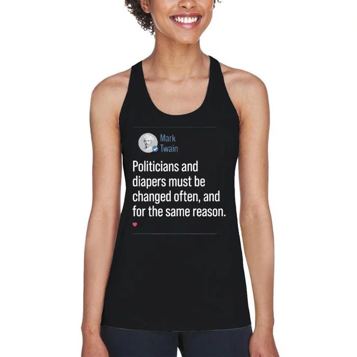 Mark Twain On Diapers And Politicians Women's Racerback Tank