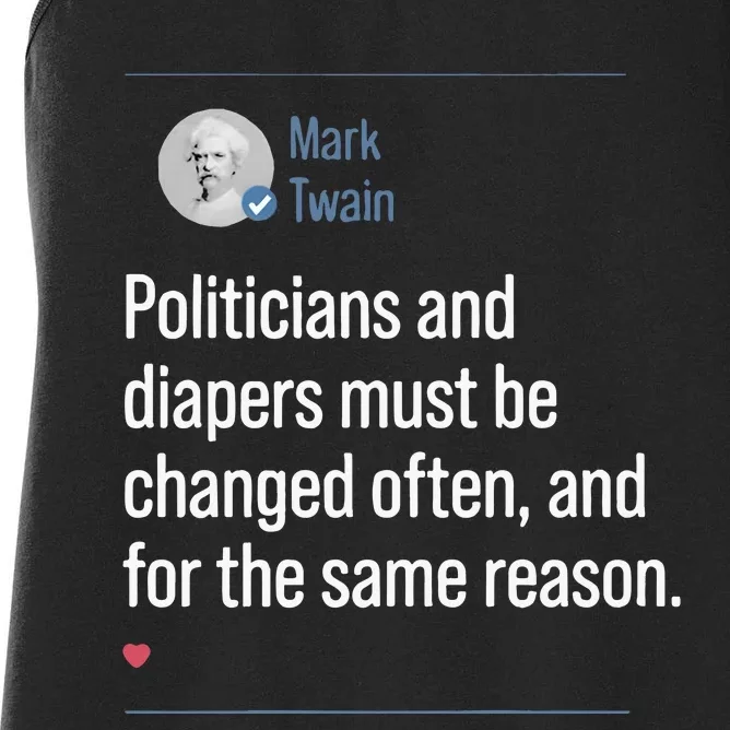 Mark Twain On Diapers And Politicians Women's Racerback Tank