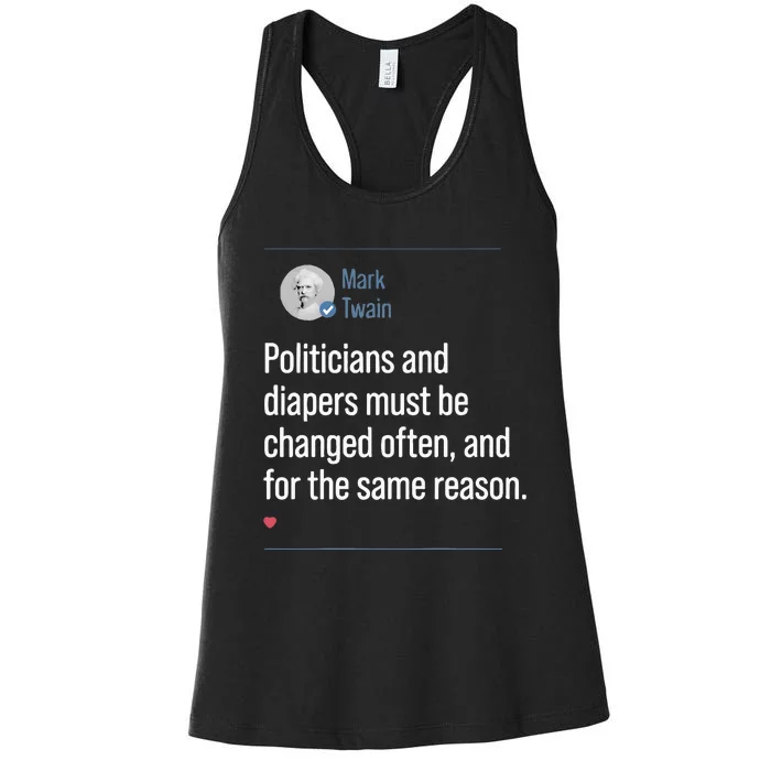 Mark Twain On Diapers And Politicians Women's Racerback Tank