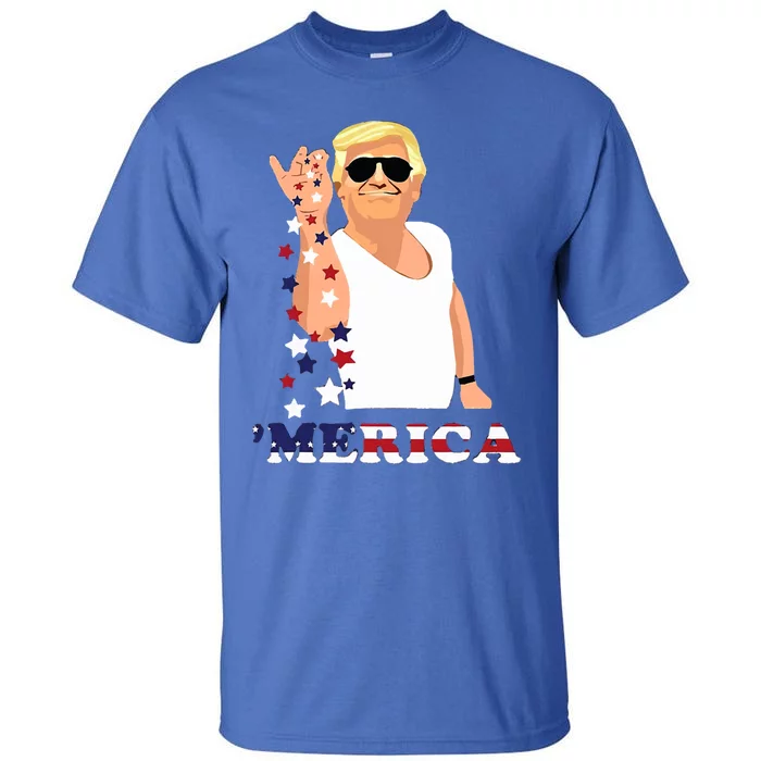 Merica Trump Outfits Don Drunk Donald Drunk 4th Of July Gift Tall T-Shirt