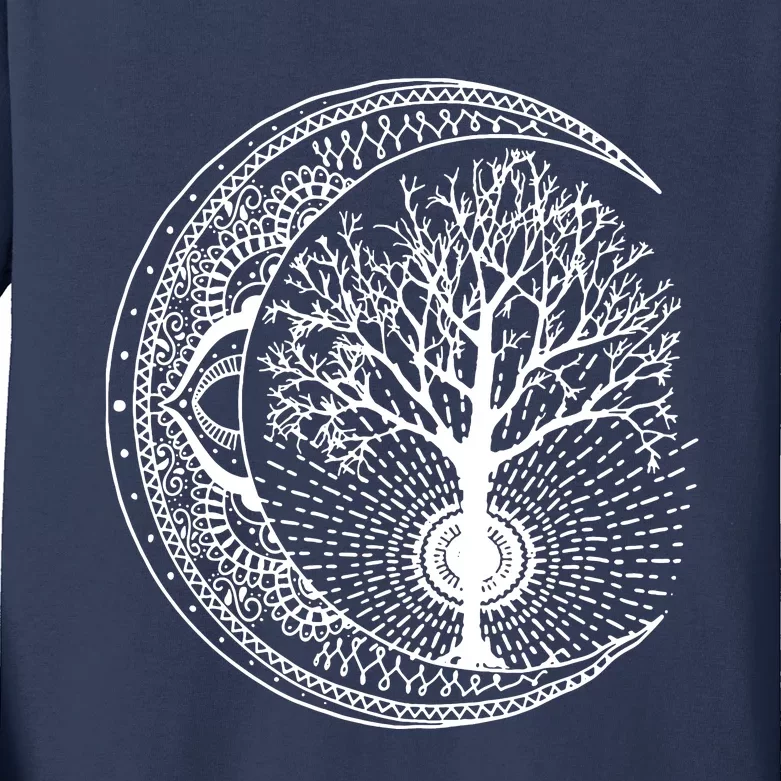 Mandala Tree Of Life Tattoo Style Kids Long Sleeve Shirt