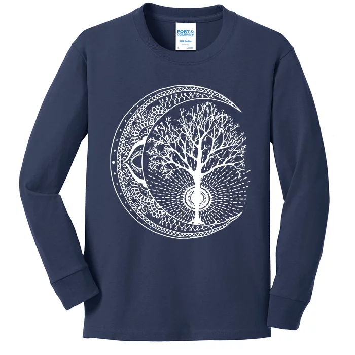 Mandala Tree Of Life Tattoo Style Kids Long Sleeve Shirt