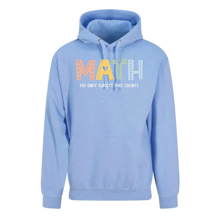 Math The Only Subject That Counts Cute Teacher Educator Unisex Surf Hoodie