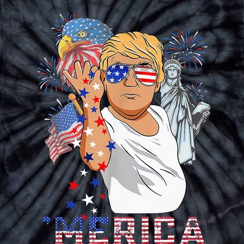 Merica Trump Outfits GlassesFirework 4th Of July Don Drunk Tie-Dye T-Shirt