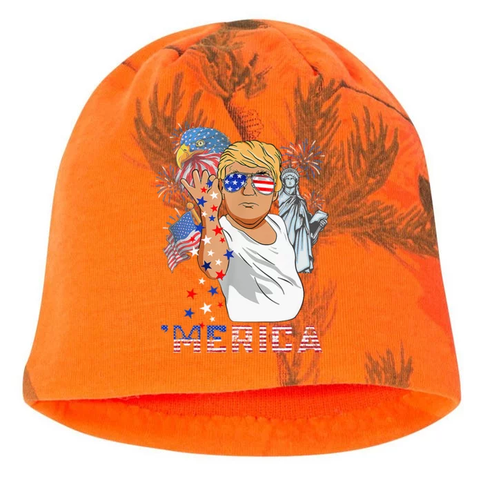 Merica Trump Outfits GlassesFirework 4th Of July Don Drunk Kati - Camo Knit Beanie