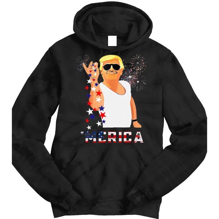 Merica Trump Outfits Don Drunk Donald Drunk 4th Of July Tie Dye Hoodie