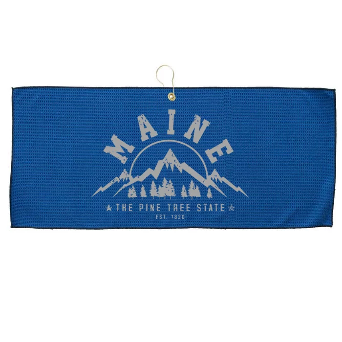 Maine The Pine Tree State Est 1820 Vintage Mountains Gift Large Microfiber Waffle Golf Towel