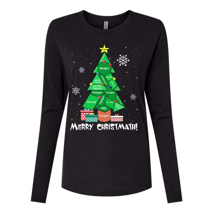 Math Teacher Polygon Christmas Tree Geometry Merry Christmas Womens Cotton Relaxed Long Sleeve T-Shirt