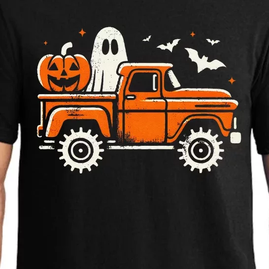 Monster Truck Pumpkin Ghost Halloween Gift Pajama Set