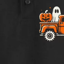 Monster Truck Pumpkin Ghost Halloween Gift Dry Zone Grid Performance Polo