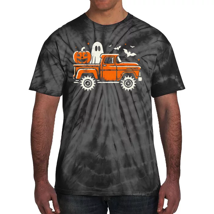 Monster Truck Pumpkin Ghost Halloween Gift Tie-Dye T-Shirt