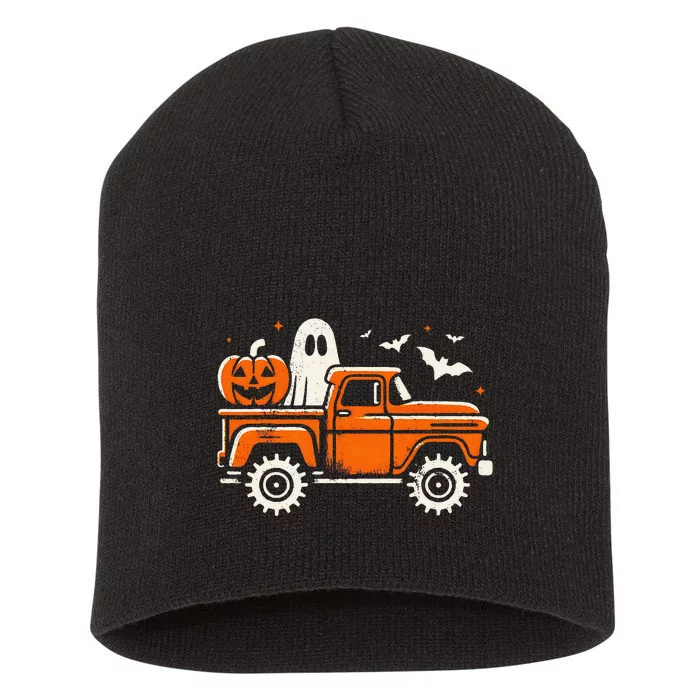 Monster Truck Pumpkin Ghost Halloween Gift Short Acrylic Beanie