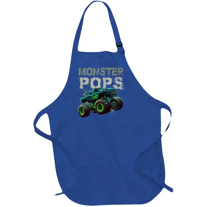 Monster Truck Pops Family Matching Monster Truck Lovers Full-Length Apron With Pocket