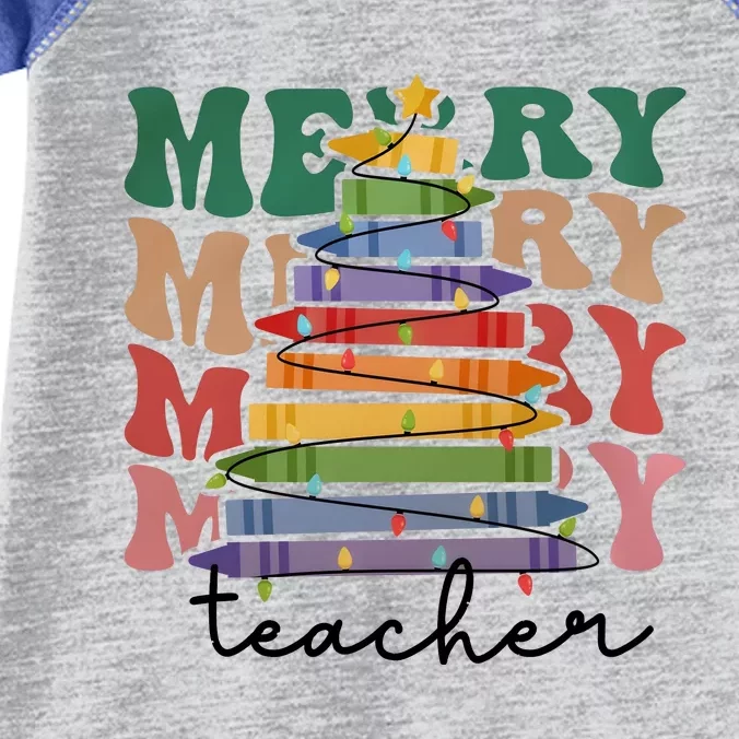 Merry Teacher Pencils Christmas Tree Infant Baby Jersey Bodysuit