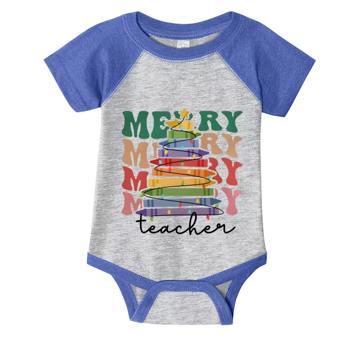 Merry Teacher Pencils Christmas Tree Infant Baby Jersey Bodysuit