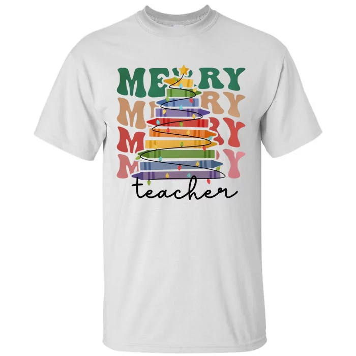 Merry Teacher Pencils Christmas Tree Tall T-Shirt