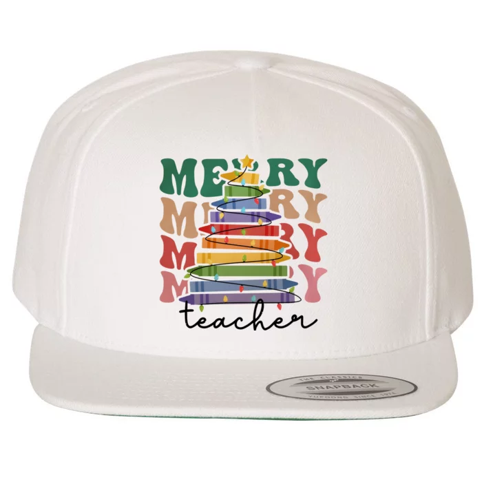 Merry Teacher Pencils Christmas Tree Wool Snapback Cap