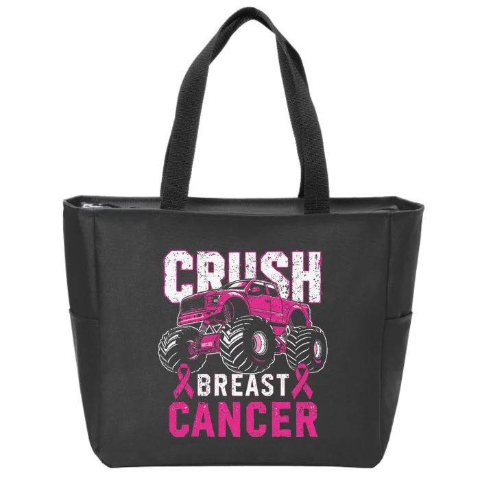 Monster Truck P.Ink Breast Cancer Awareness Gift Zip Tote Bag