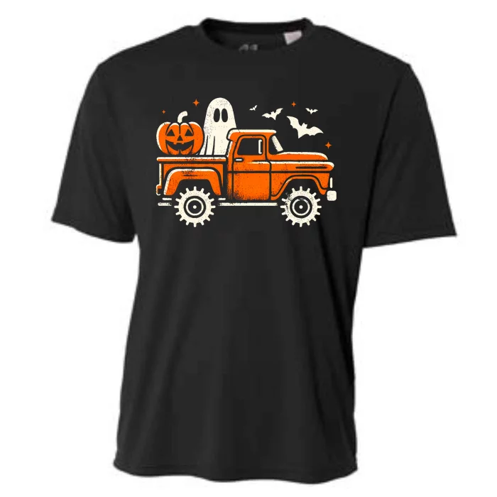 Monster Truck Pumpkin Ghost Halloween Cooling Performance Crew T-Shirt