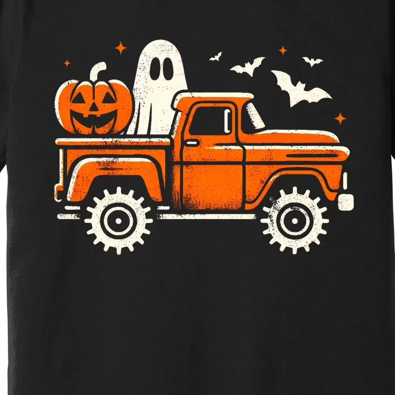 Monster Truck Pumpkin Ghost Halloween Premium T-Shirt