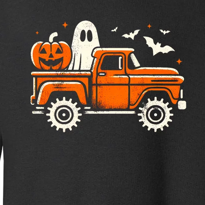 Monster Truck Pumpkin Ghost Halloween Toddler Sweatshirt