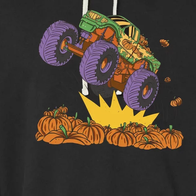 Monster Truck Pumpkin Patch Garment-Dyed Fleece Hoodie