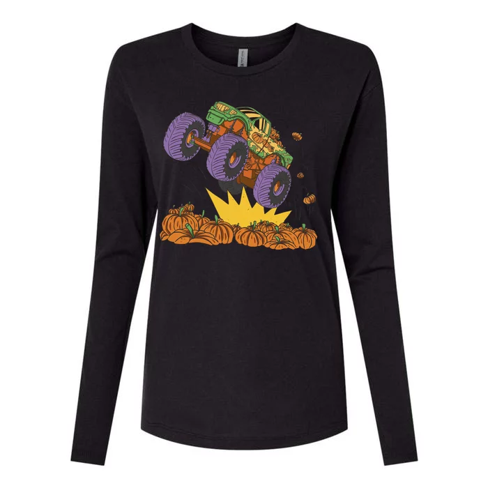 Monster Truck Pumpkin Patch Womens Cotton Relaxed Long Sleeve T-Shirt