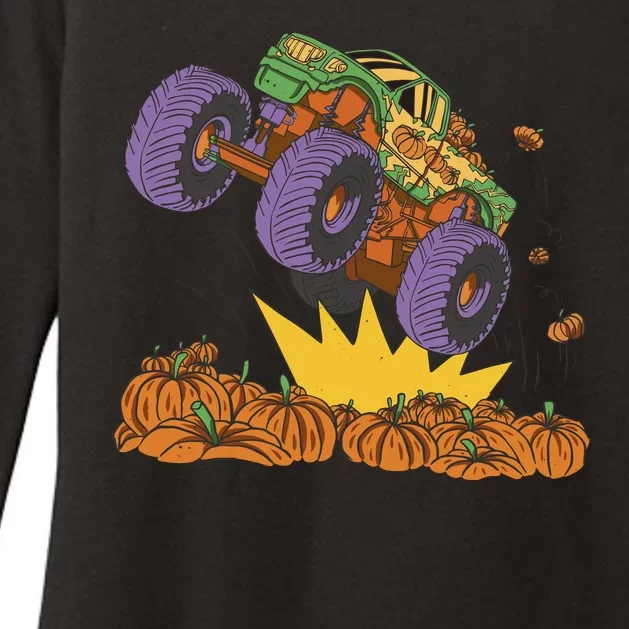 Monster Truck Pumpkin Patch Womens CVC Long Sleeve Shirt