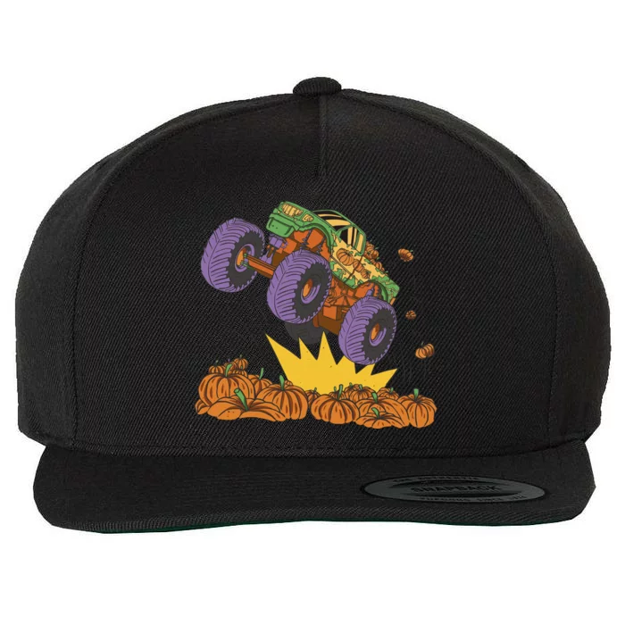 Monster Truck Pumpkin Patch Wool Snapback Cap