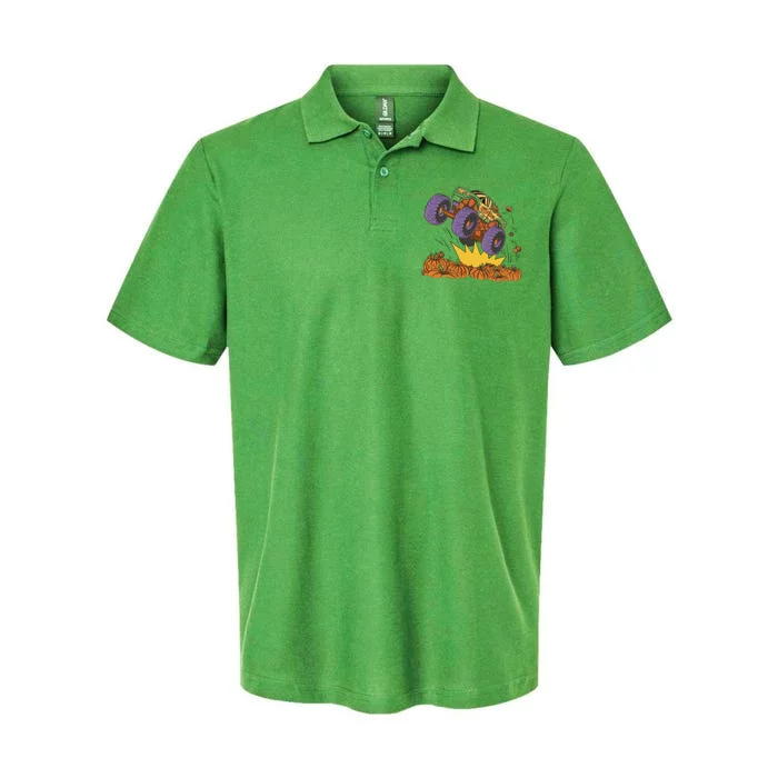 Monster Truck Pumpkin Patch Softstyle Adult Sport Polo