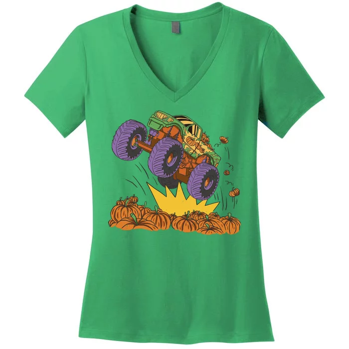 Monster Truck Pumpkin Patch Women's V-Neck T-Shirt