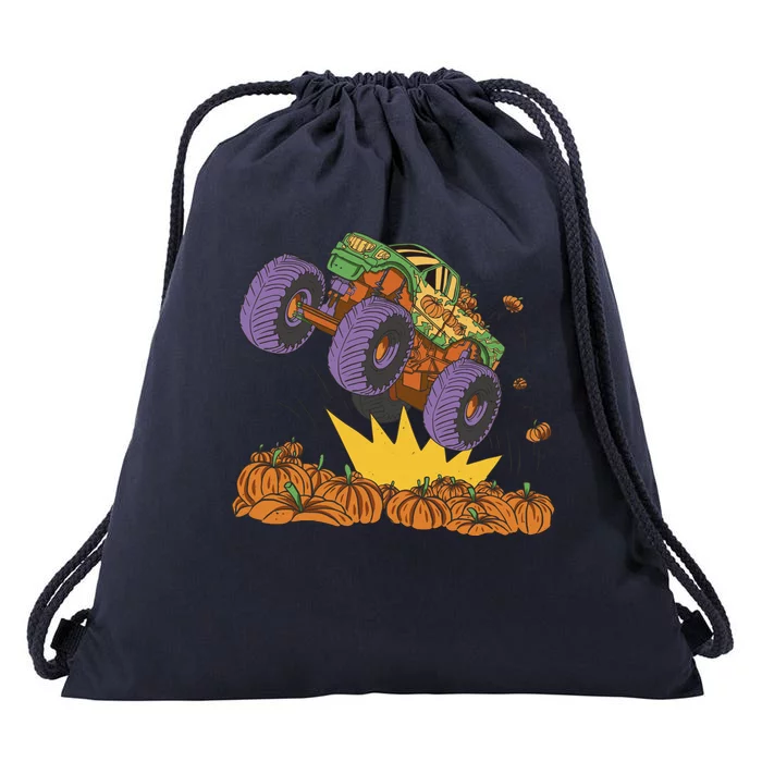 Monster Truck Pumpkin Patch Drawstring Bag