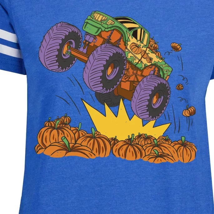 Monster Truck Pumpkin Patch Enza Ladies Jersey Football T-Shirt