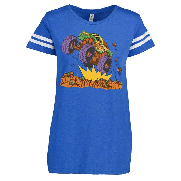 Monster Truck Pumpkin Patch Enza Ladies Jersey Football T-Shirt